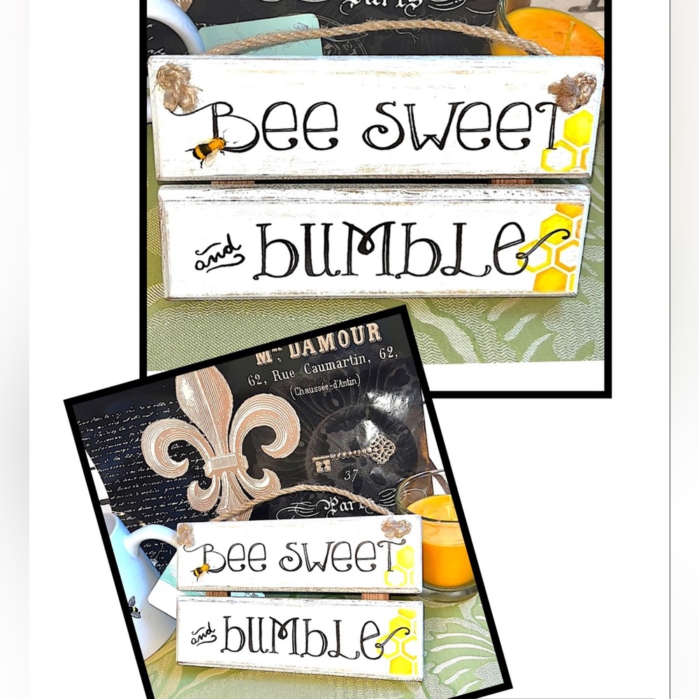 Nwt yellow spring bee bundle gold bow flip flops &wood sign βBee Sweet&Bumbleβ - Picture 9 of 16